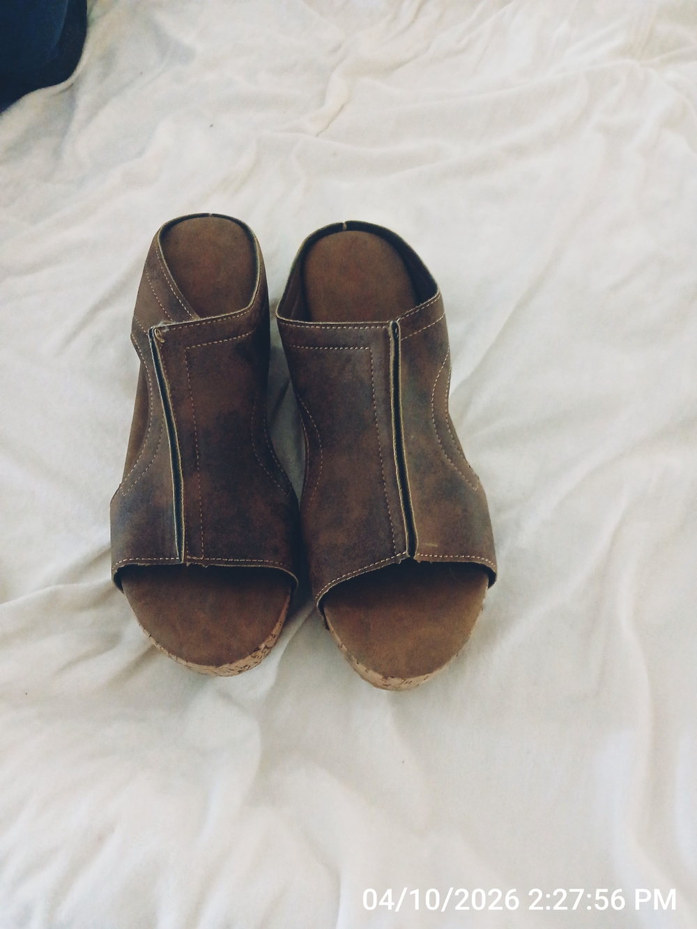 Women’s Brown Open-Toe Slip-On Wedge Sandals